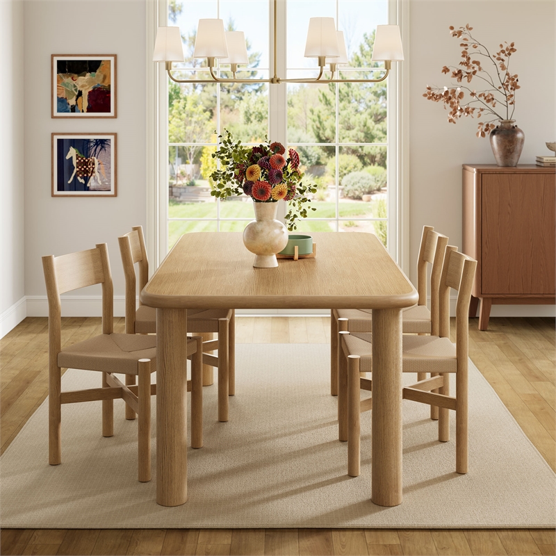 Pemberly Row 5-Piece Oak Dining Table Set in Weathered Oak Finish