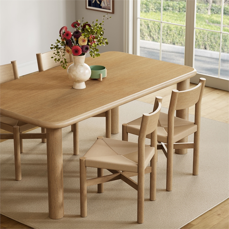 Pemberly Row 5-Piece Oak Dining Table Set in Weathered Oak Finish