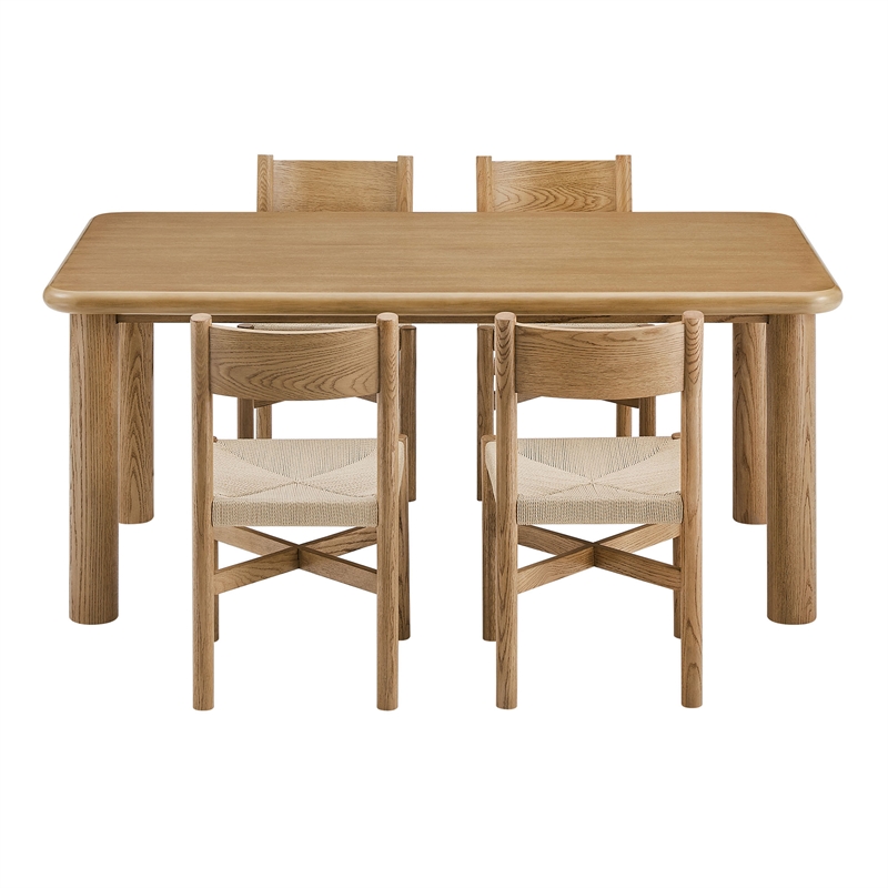 Pemberly Row 5-Piece Oak Dining Table Set in Weathered Oak Finish