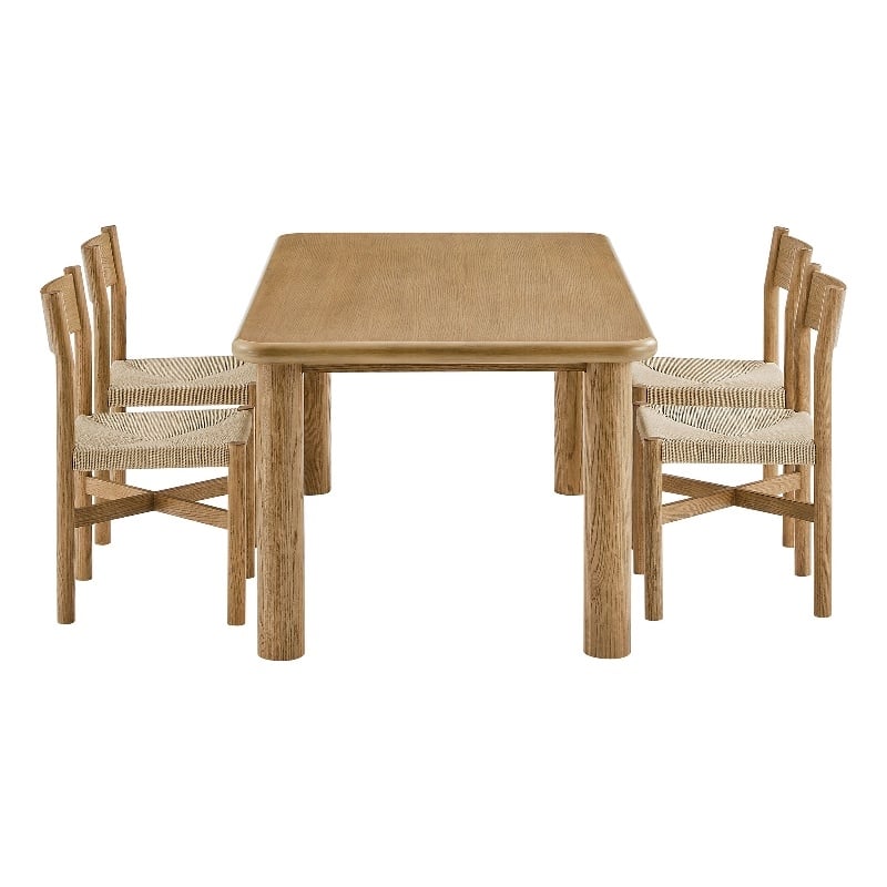 Pemberly Row 5-Piece Oak Dining Table Set in Weathered Oak Finish