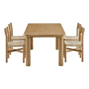 Pemberly Row 5-Piece Oak Dining Table Set in Weathered Oak Finish