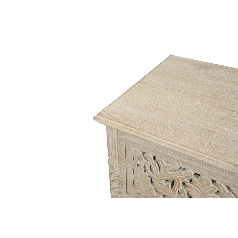 Pemberly Row Farmhouse 2-Drawer Solid Wood Nightstand in Weathered White