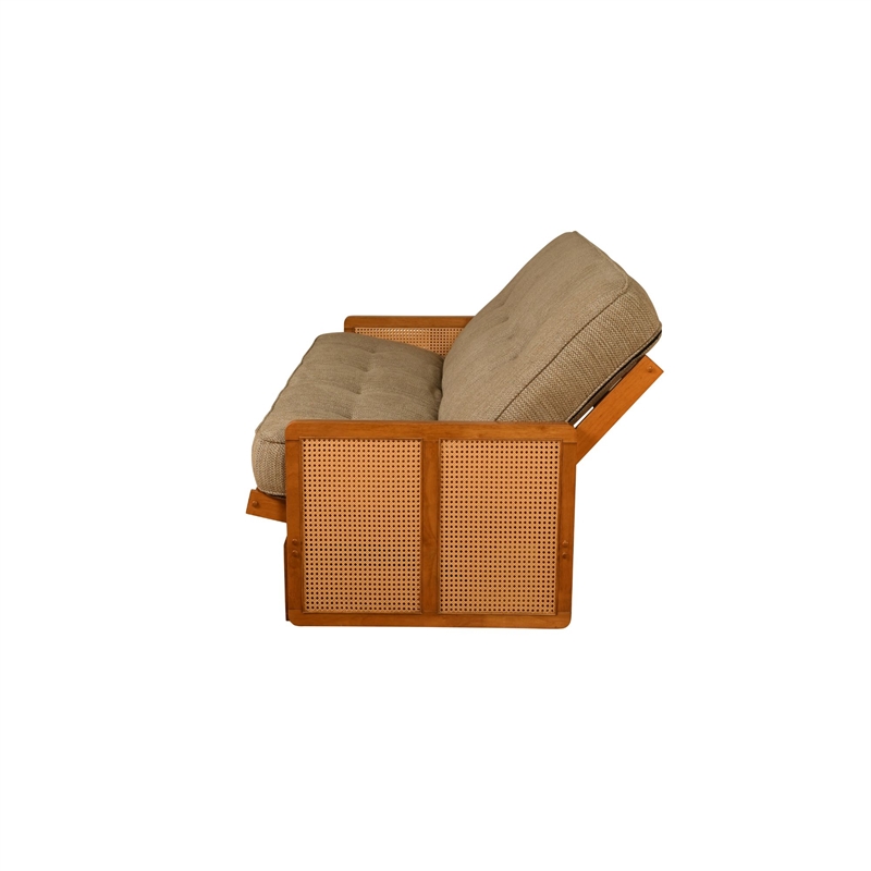 Pemberly Row Westport Full-Size Wood Futon and Aqua Coil Mattress