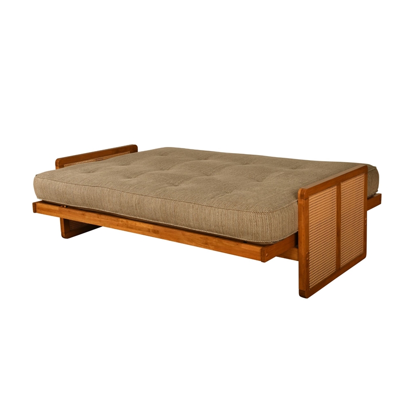 Pemberly Row Westport Full-Size Wood Futon and Aqua Coil Mattress