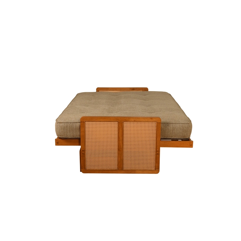 Pemberly Row Westport Full-Size Wood Futon and Aqua Coil Mattress