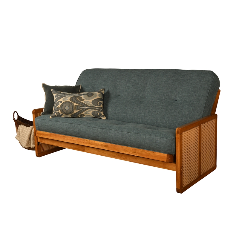 Pemberly Row Westport Full-Size Wood Futon and Aqua Coil Mattress