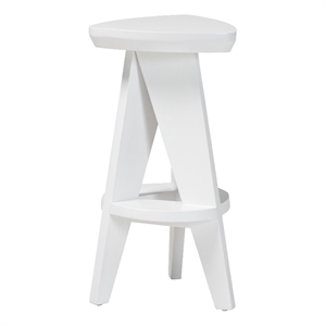 Pemberly Row Sculptural Backless Wood Counter Stool with Triangle Seat
