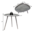 Pemberly Row Metal End Table in Silver Finish with Triangular Top