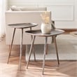 Pemberly Row Metal End Table in Silver Finish with Triangular Top