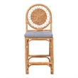 Pemberly Row Natural Rattan Counter Stool with Cushion