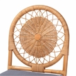 Pemberly Row Natural Rattan Counter Stool with Cushion