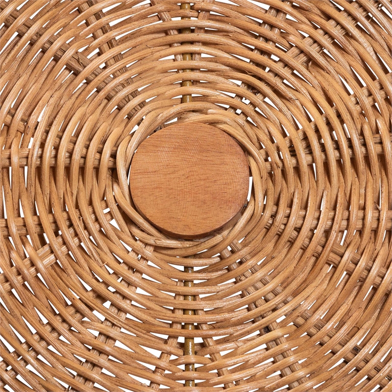 Pemberly Row Natural Rattan Counter Stool with Cushion