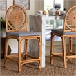 Pemberly Row Natural Rattan Counter Stool with Cushion