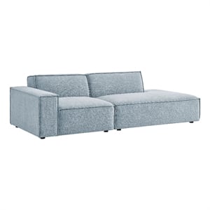 Pemberly Row 2-Piece Modular Loveseat in Sky with Performance Fabric Upholstery