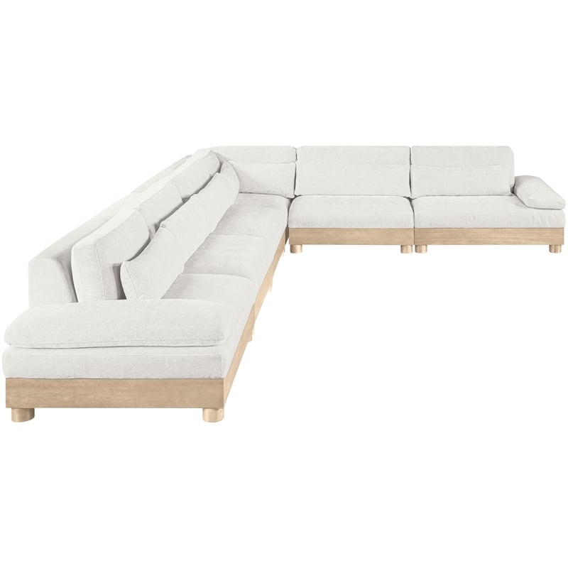 Pemberly Row Chenille Fabric 6-Piece Modular Sectional in Cream
