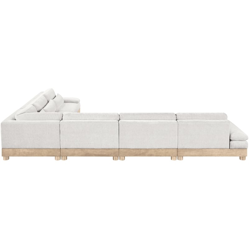 Pemberly Row Chenille Fabric 6-Piece Modular Sectional in Cream