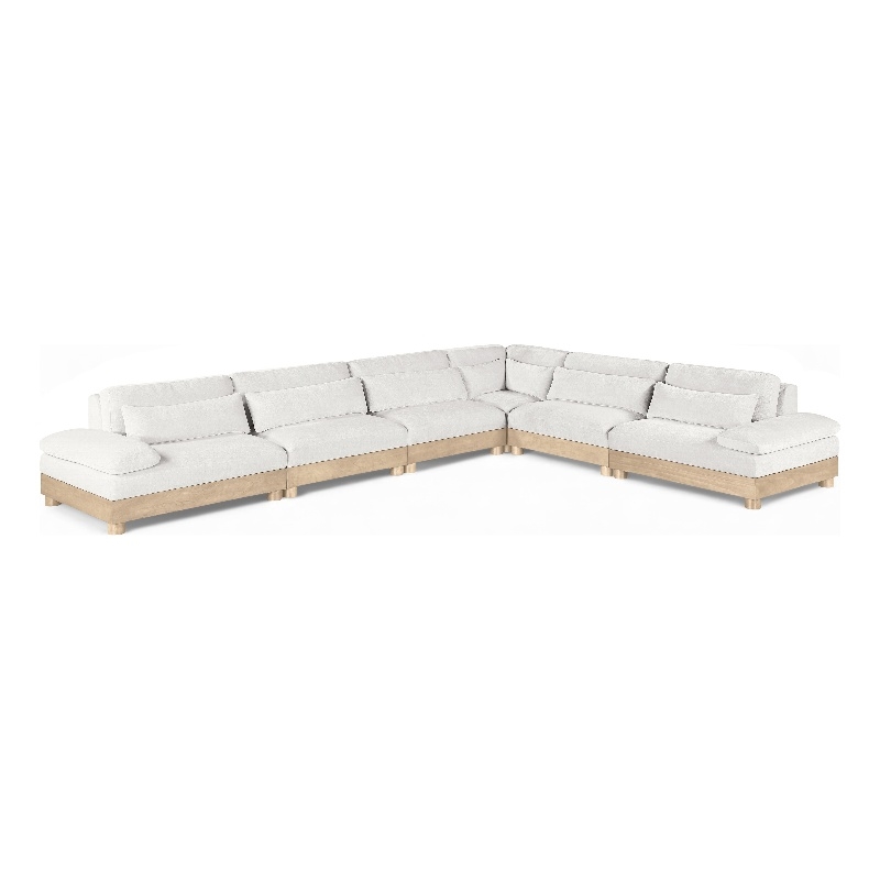 Pemberly Row Chenille Fabric 6-Piece Modular Sectional in Cream