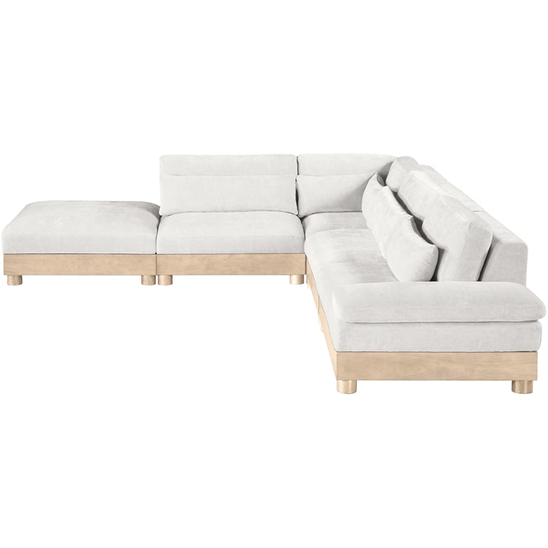 Pemberly Row Chenille Fabric 5-Piece Modular Sectional in Cream