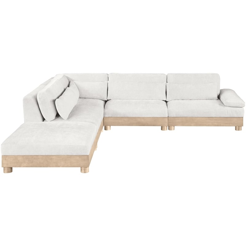 Pemberly Row Chenille Fabric 5-Piece Modular Sectional in Cream