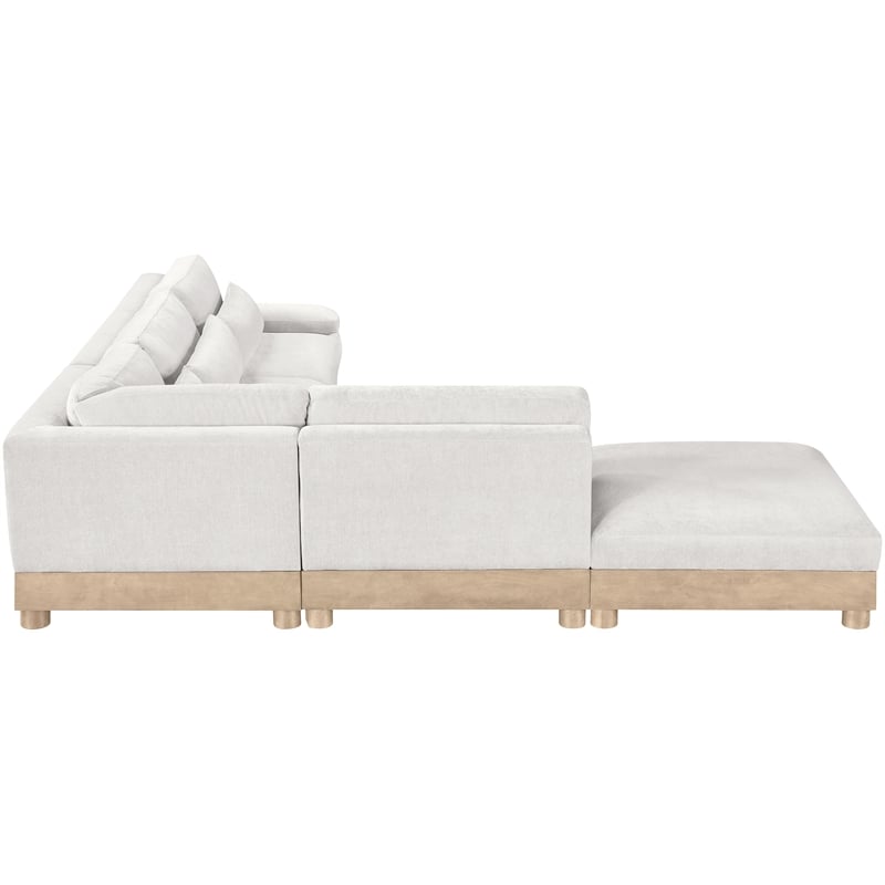 Pemberly Row Chenille Fabric 5-Piece Modular Sectional in Cream