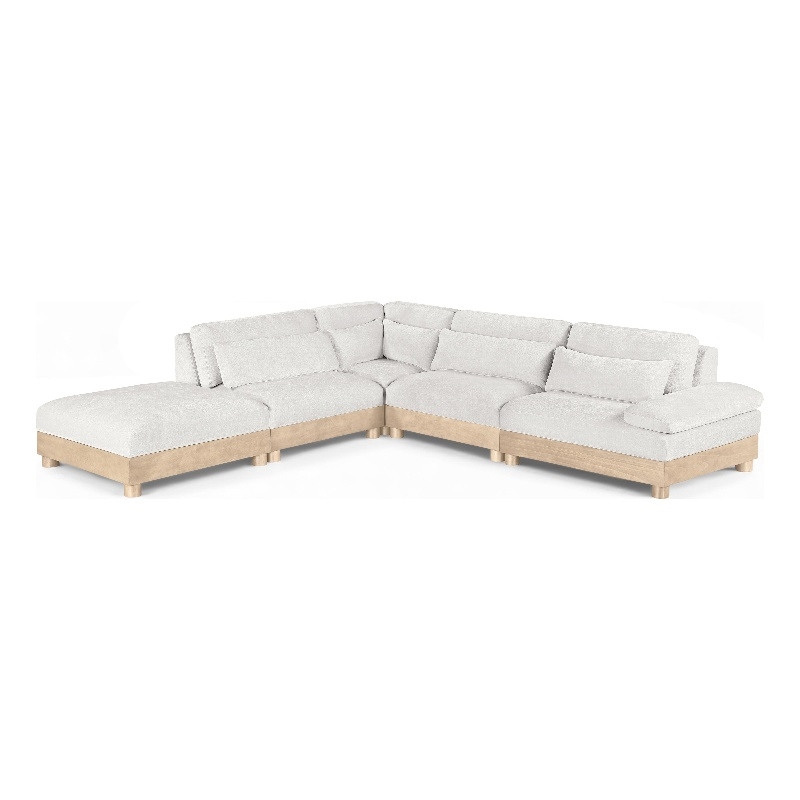 Pemberly Row Chenille Fabric 5-Piece Modular Sectional in Cream