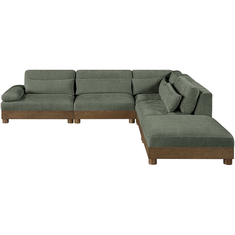 Pemberly Row Chenille Fabric 5-Piece Modular Sectional in Green