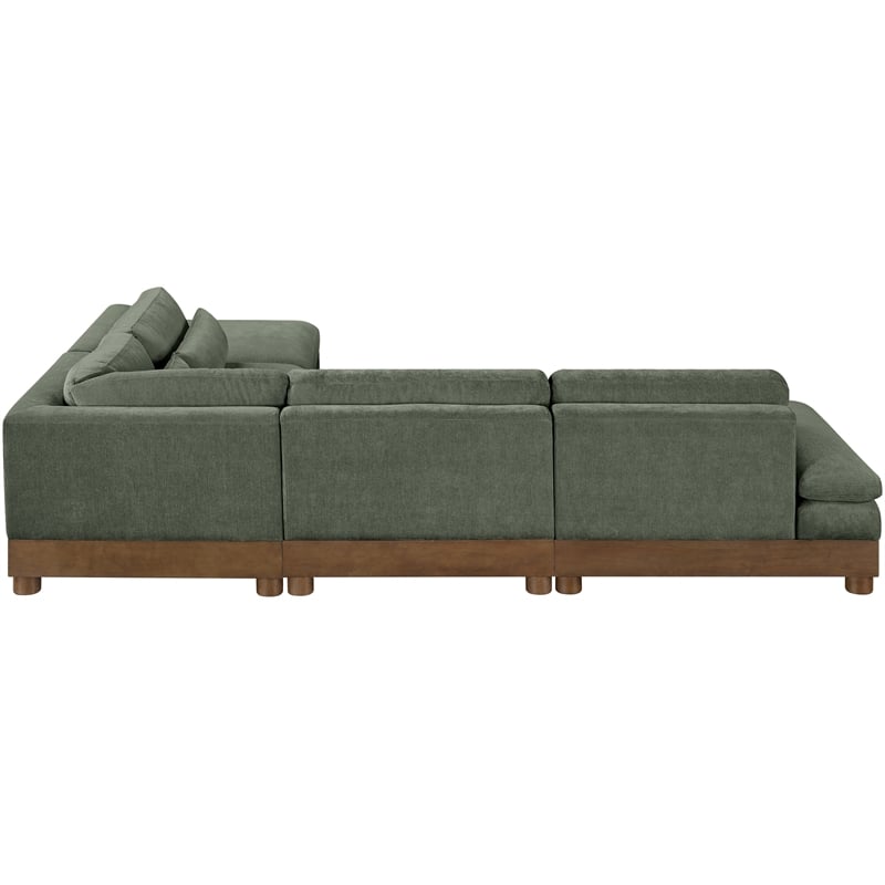 Pemberly Row Chenille Fabric 5-Piece Modular Sectional in Green
