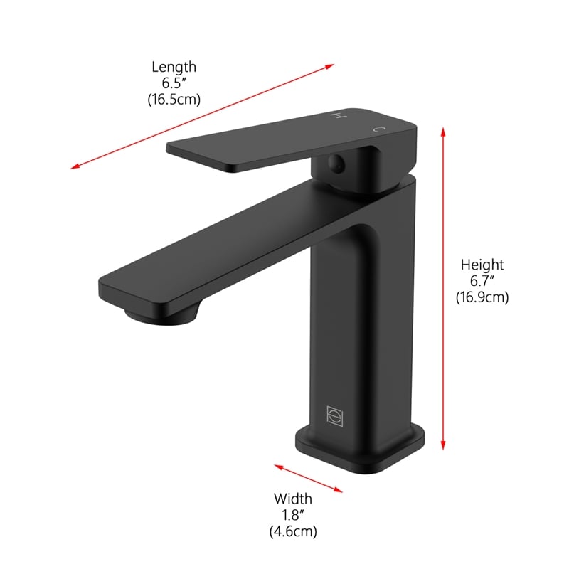 Pemberly Row Brass Single Hole Bathroom Faucet in Matte Black