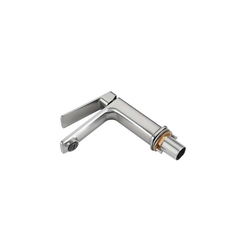 Pemberly Row Brass Single Hole Bathroom Faucet in Brushed Nickel