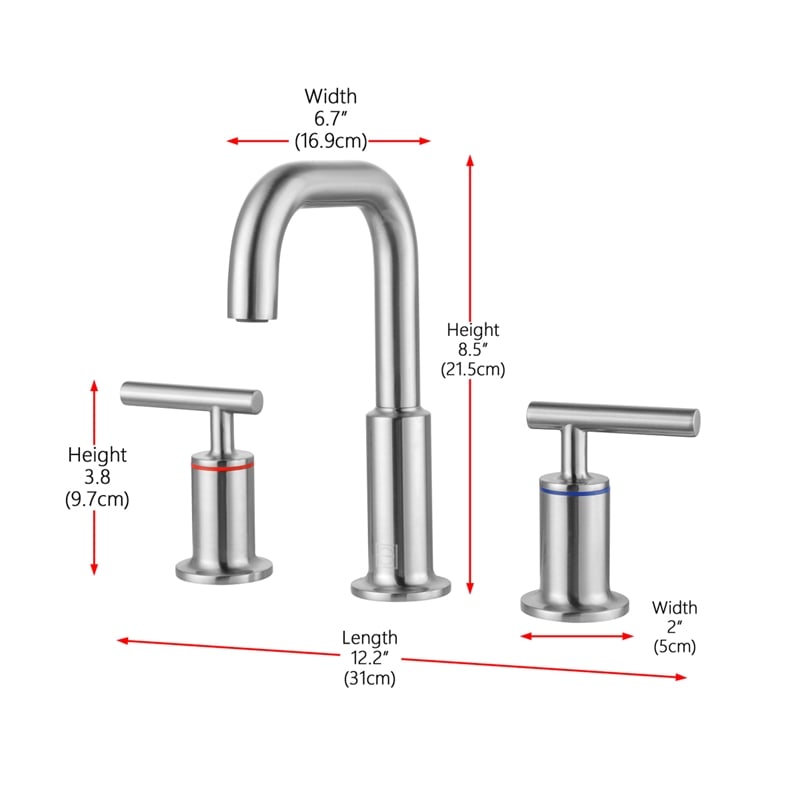 Pemberly Row Brass Double Handle Bathroom Faucet in Brushed Nickel