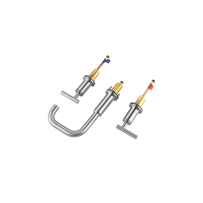 Pemberly Row Brass Double Handle Bathroom Faucet in Brushed Nickel