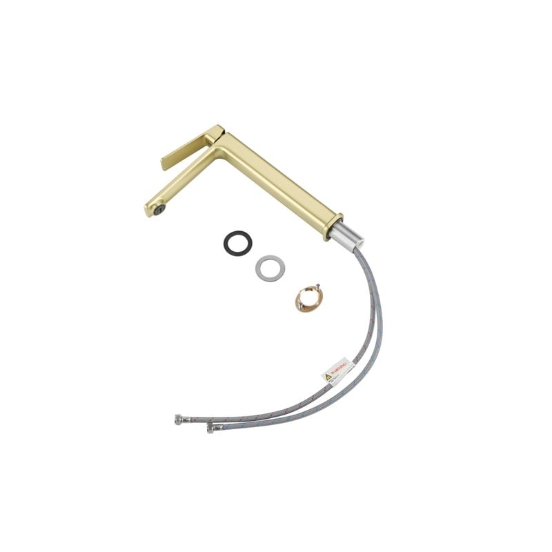 Pemberly Row Brass Single Handle Bathroom Faucet in Brushed Gold