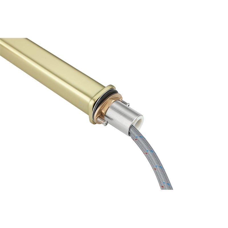 Pemberly Row Brass Single Handle Bathroom Faucet in Brushed Gold