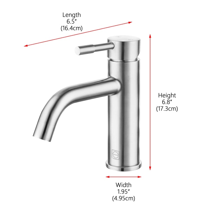 Pemberly Row Stainless Steel Bathroom Vanity Faucet in Brushed Nickel