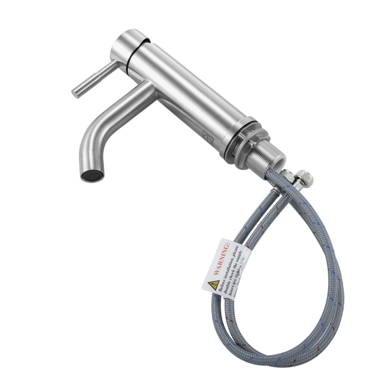 Pemberly Row Stainless Steel Bathroom Vanity Faucet in Brushed Nickel