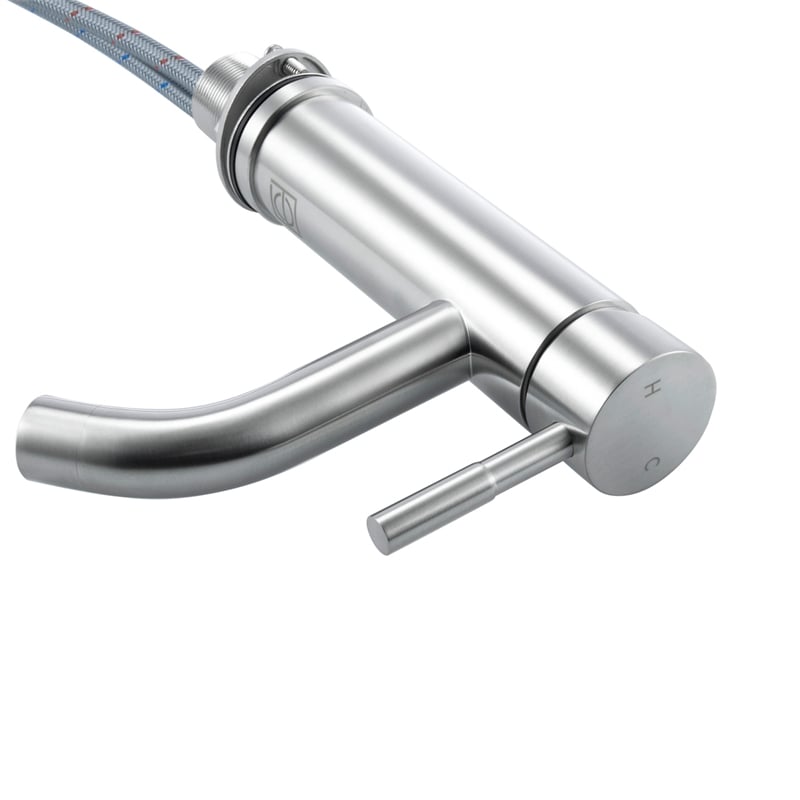 Pemberly Row Stainless Steel Bathroom Vanity Faucet in Brushed Nickel