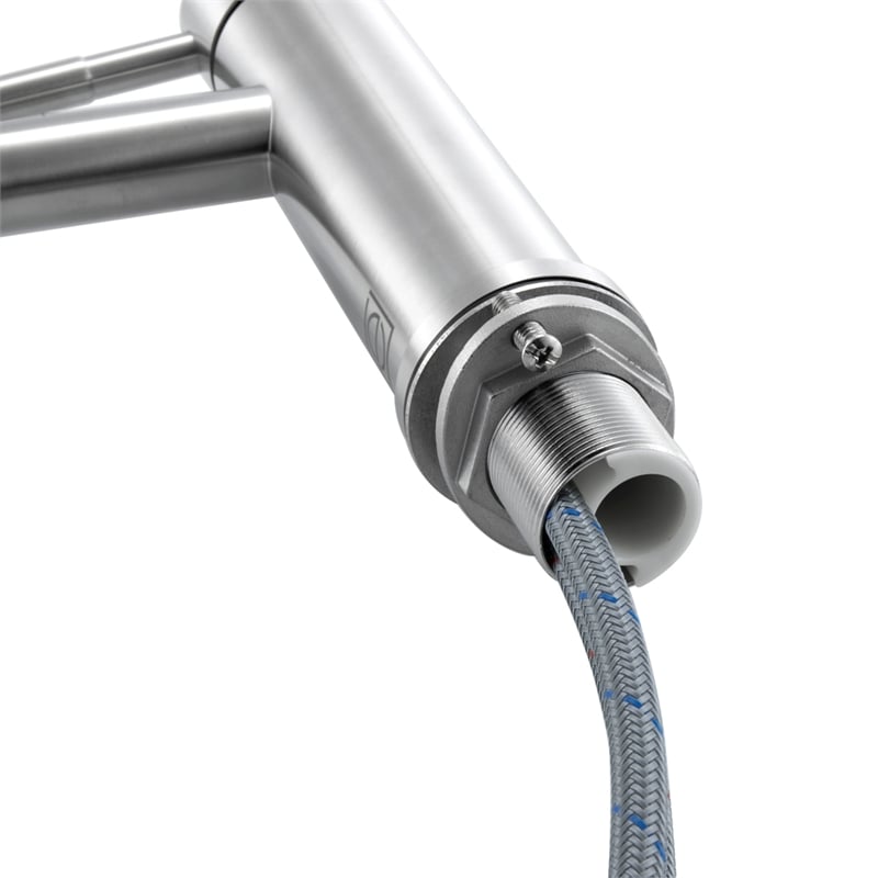 Pemberly Row Stainless Steel Bathroom Vanity Faucet in Brushed Nickel