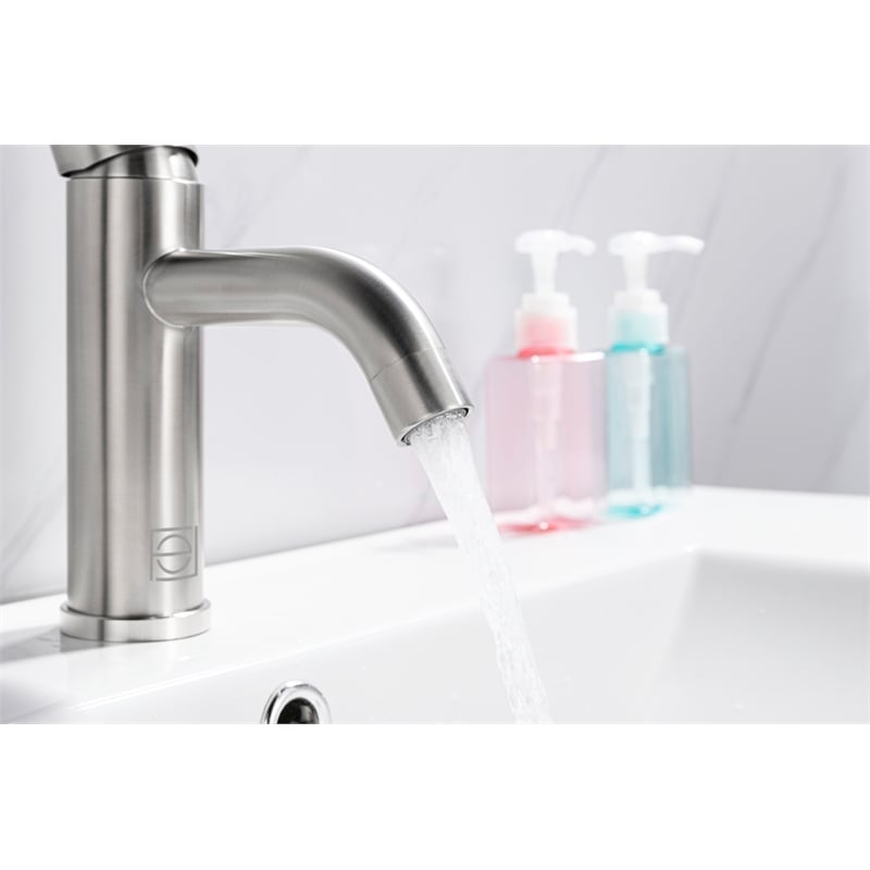 Pemberly Row Stainless Steel Bathroom Vanity Faucet in Brushed Nickel