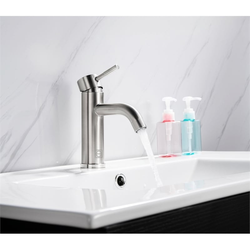 Pemberly Row Stainless Steel Bathroom Vanity Faucet in Brushed Nickel
