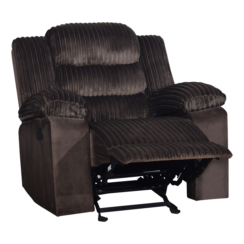 Pemberly Row Glider Recliner with Chocolate Brown Polyester Fabric