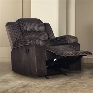 Pemberly Row Glider Recliner with Chocolate Brown Polyester Fabric
