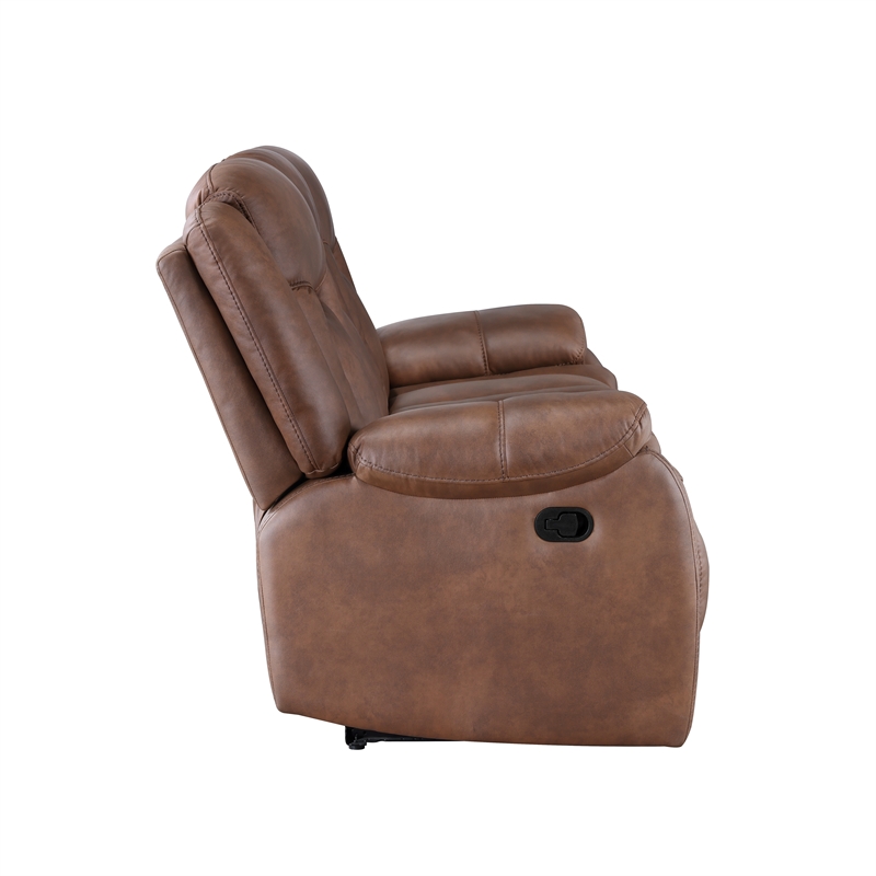Pemberly Row Fabric Upholstered Manual Glider Recliner in Brown