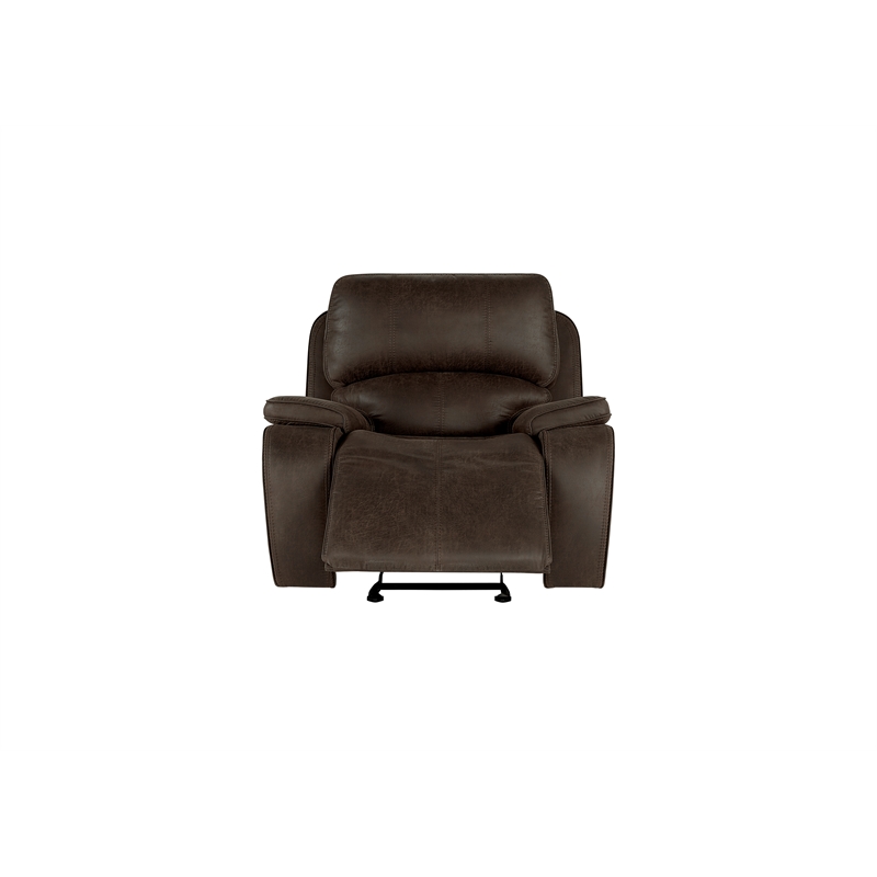 Pemberly Row Fabric Power Glider Recliner in Rustic Brown with USB Ports