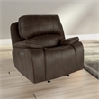 Pemberly Row Fabric Power Glider Recliner in Rustic Brown with USB Ports