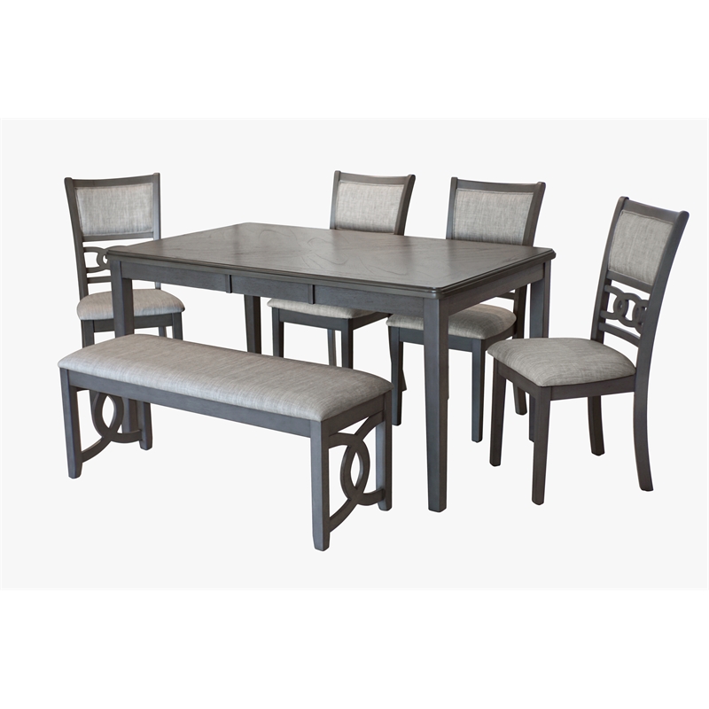 Pemberly Row 6-Piece Wood Dining Table Set with Gray Finish
