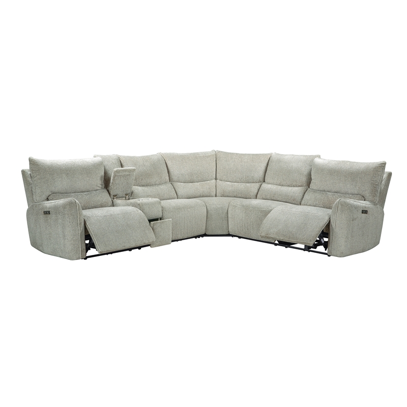 Pemberly Row 3-Piece Power Reclining Sectional in Latte Brown Polyester