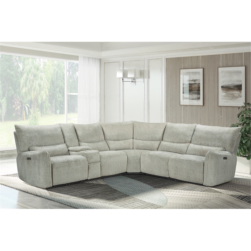 Pemberly Row 3-Piece Power Reclining Sectional in Latte Brown Polyester