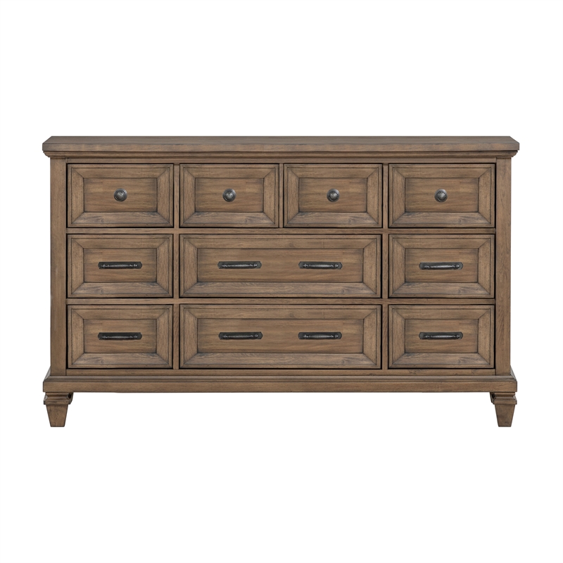 Pemberly Row 9-Drawer Wood Dresser in Vintage Mocha Finish