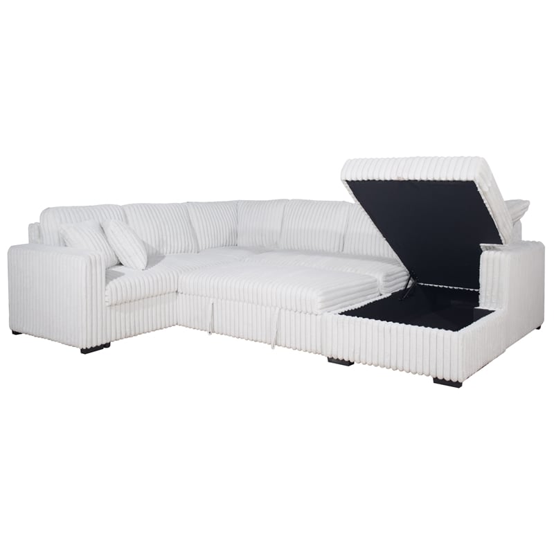 Pemberly Row 5-Piece Fabric Upholstered Sectional in Mist Gray