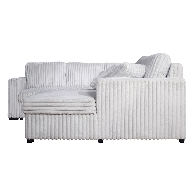 Pemberly Row 5-Piece Fabric Upholstered Sectional in Mist Gray